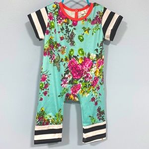 Vibrant 9-12 month romper floral with teal